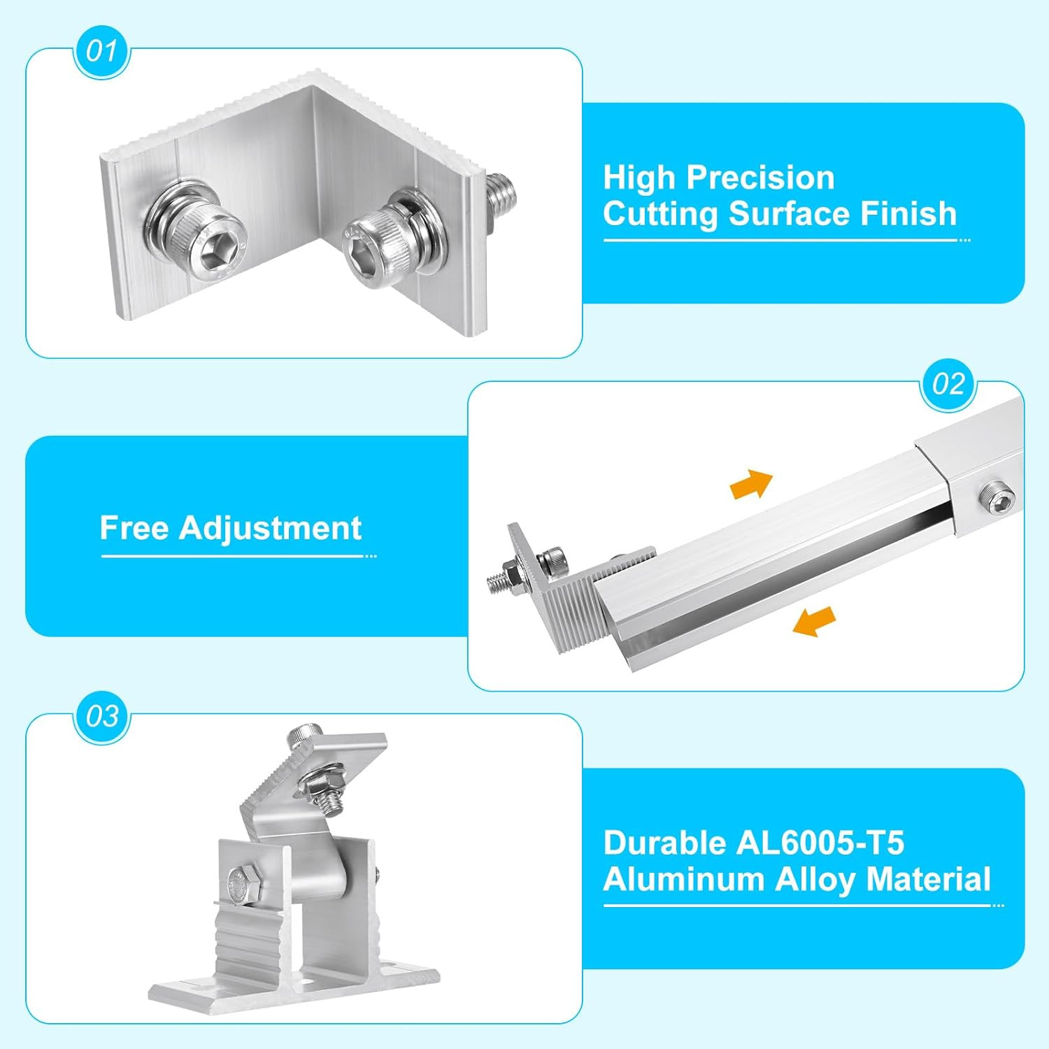 Adjustable Solar Panel Mount Brackets Kit for Roof, RV, Boat, Off-Grid