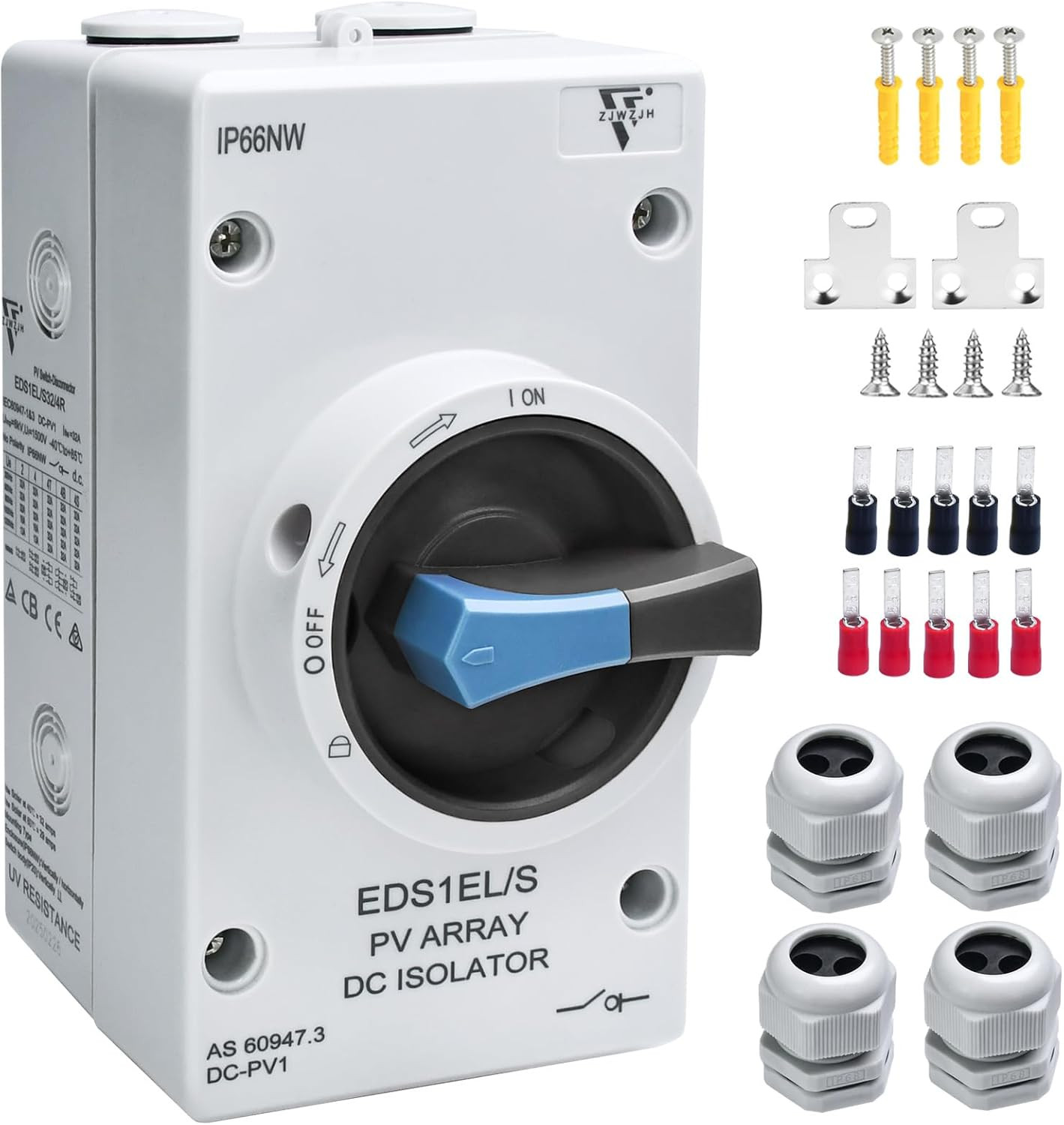 Solar Disconnect Switch 4-Pole DC 1500V 32A Isolator Solar Switch with Enclosure