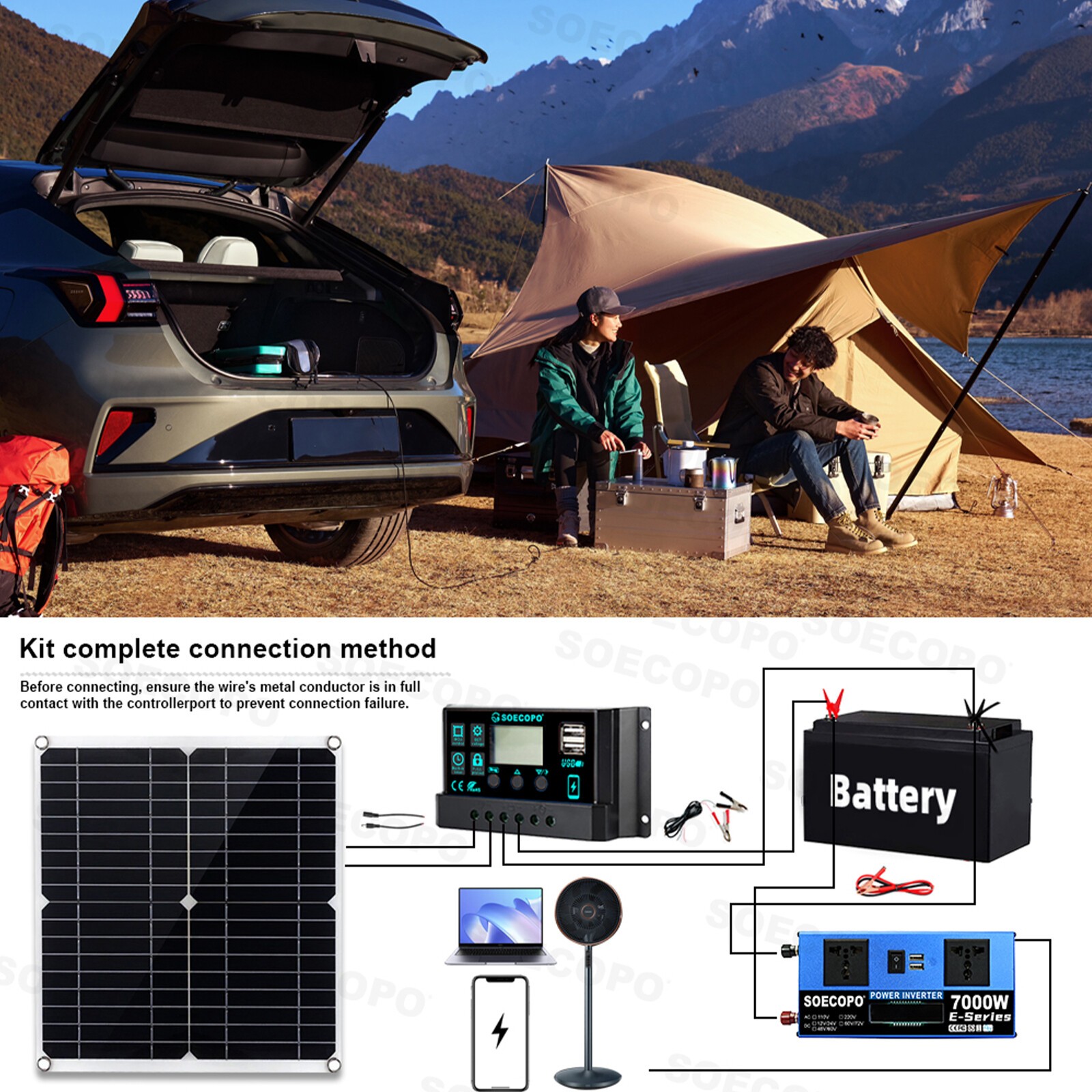 7000W Complete Solar Panel Kits Solar Power Generator 100A Home 110V/220V SystXr
