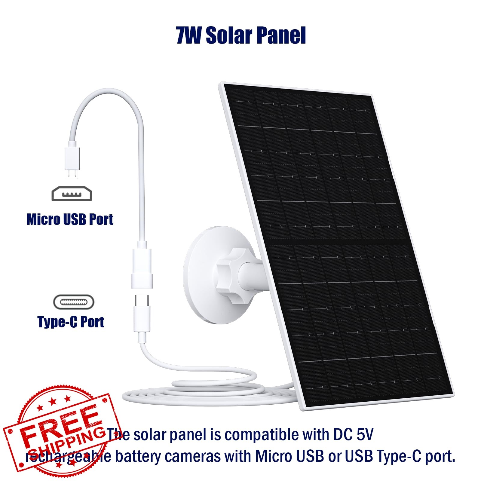 Zivif 7W Solar Panel Eufycam 2C/Pro 2/Pro E20/E40/E