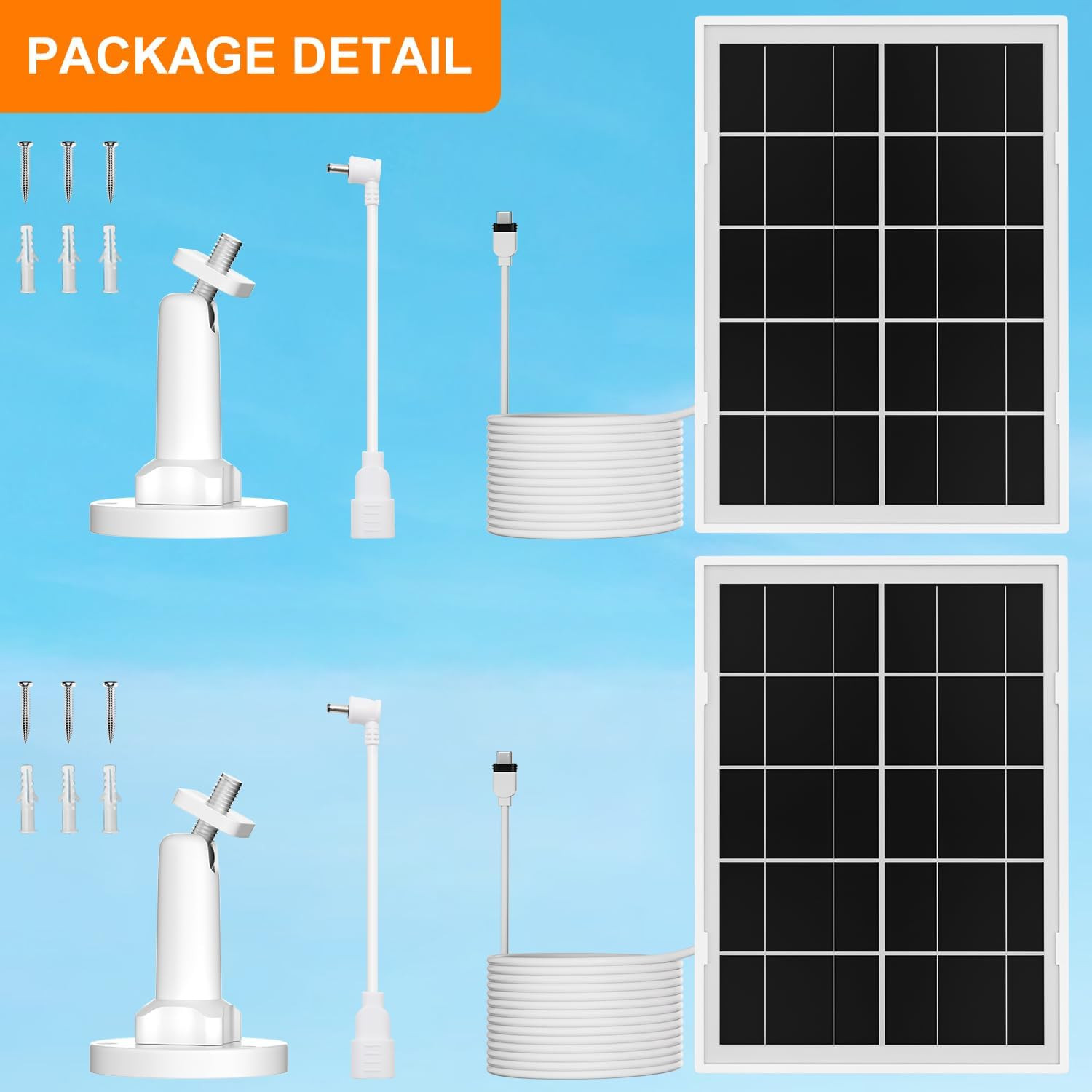 7W Solar Panel for Ring,2Pack Solar Charger for Stick up Cam, Stick up Cam Pro,