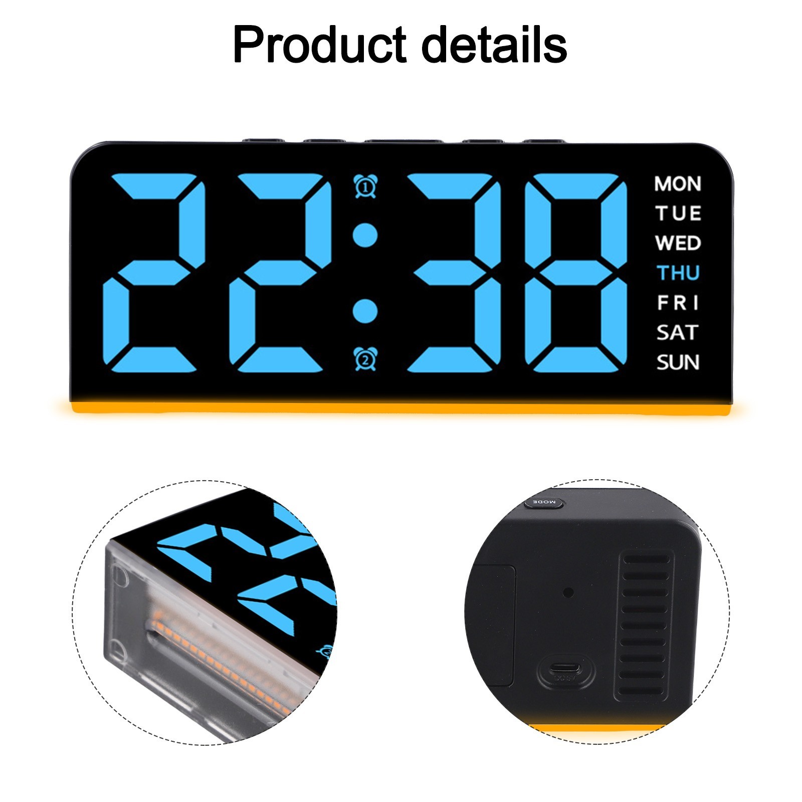 LED Alarm Clock with Clear Display and Built In Ambient Light Features