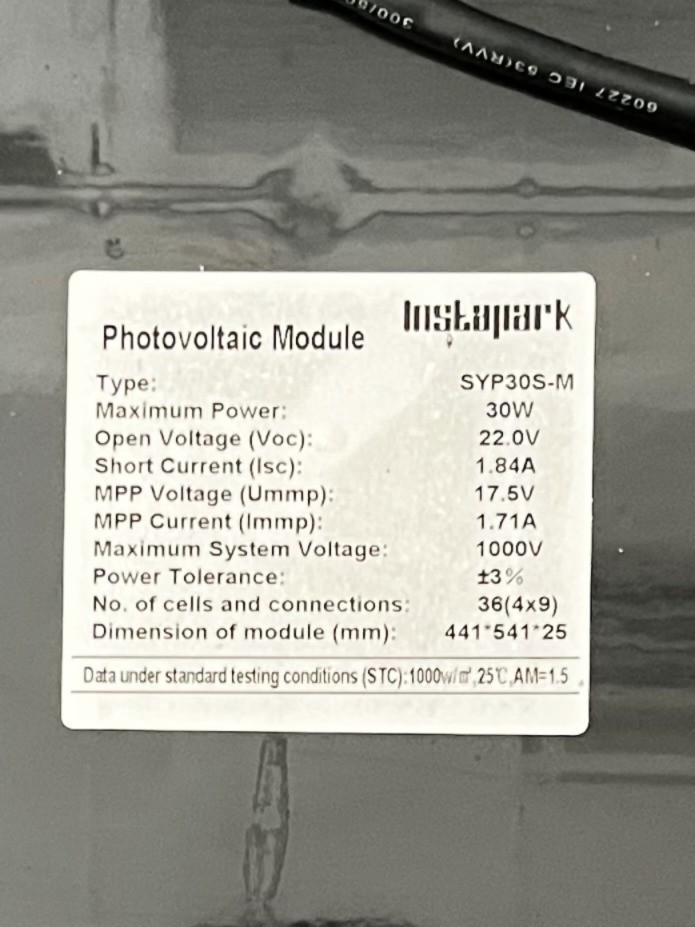 Instaspark 30W – 17V Monocrystalline Solar Panel