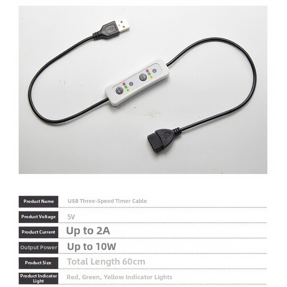 USB Timer Cable Memory Function Color-coded Indicators Red Green Yellow Lights