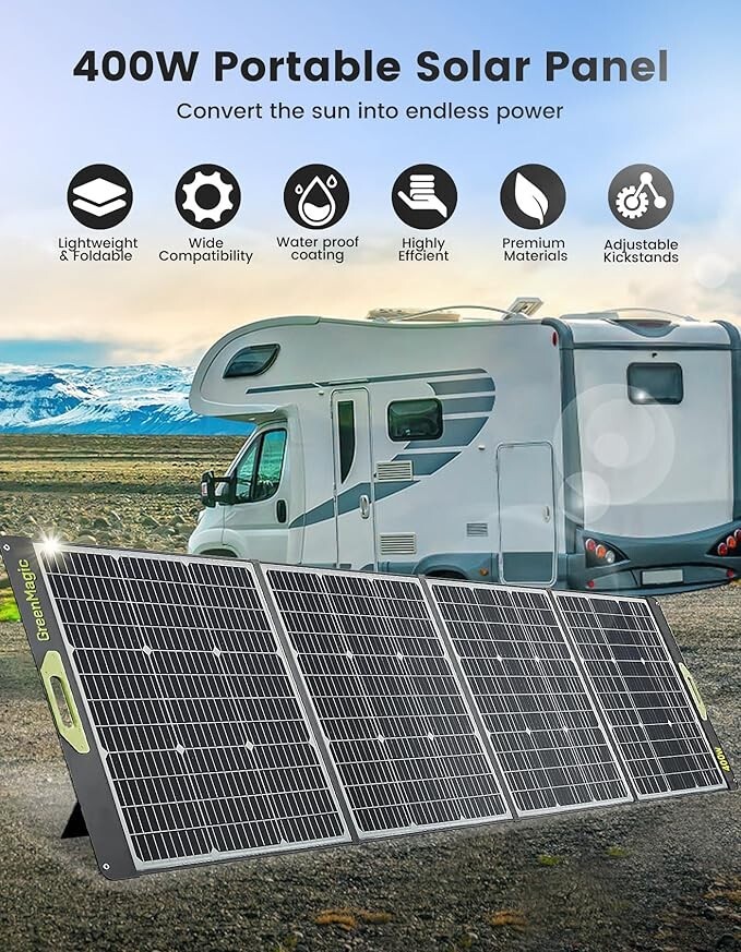 Greenmagic 400W 40V Portable Foldable Solar Panel for Generator Power Station RV