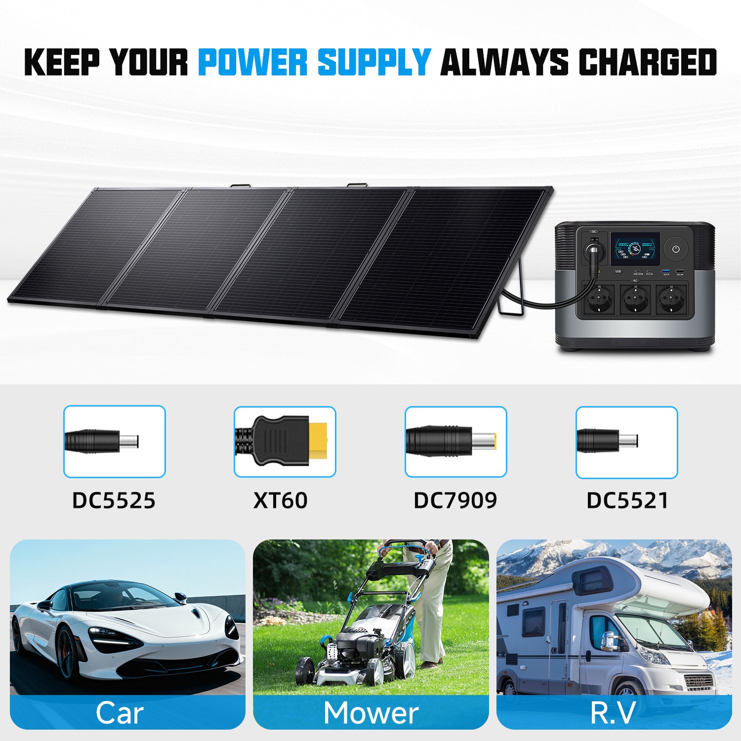 400W Solar Panels Portable ETFE Mono W/Kickstand Solar Charger for PowerStation