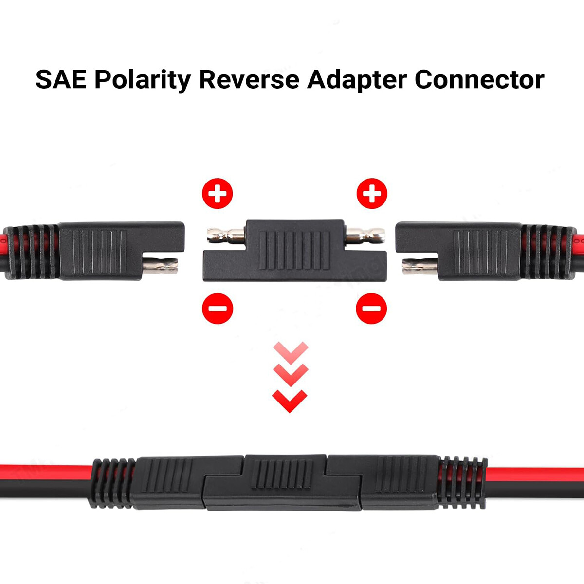 Solar SAE Polarity Reverse Adapter Connectors for SAE to SAE Quick Disconnect