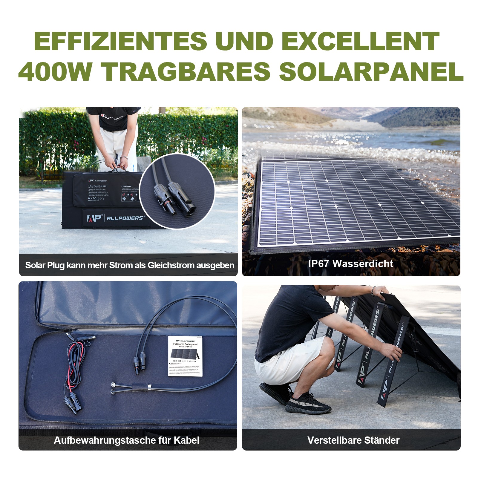 ALLPOWERS 400W 600W Foldable Solar Panel Kit Charger For Generator Power Station
