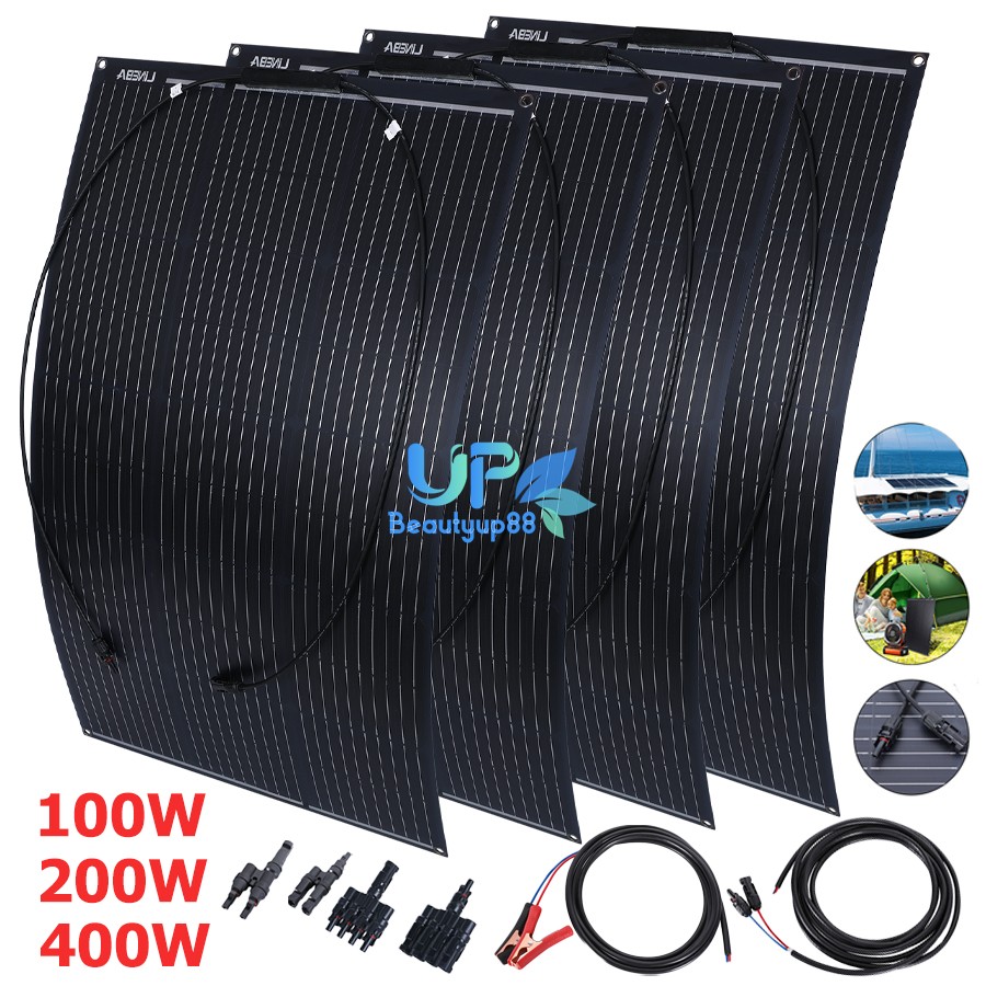 200W 400W Flexible Mono Solar Panel 12V Volt Car Boat RV Home Rooftop Camping