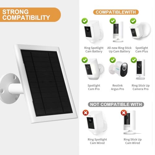 5W Solar Panel Compatible for Ring Camera Spotlight Cam Plus/Pro (Battery) 2pcs