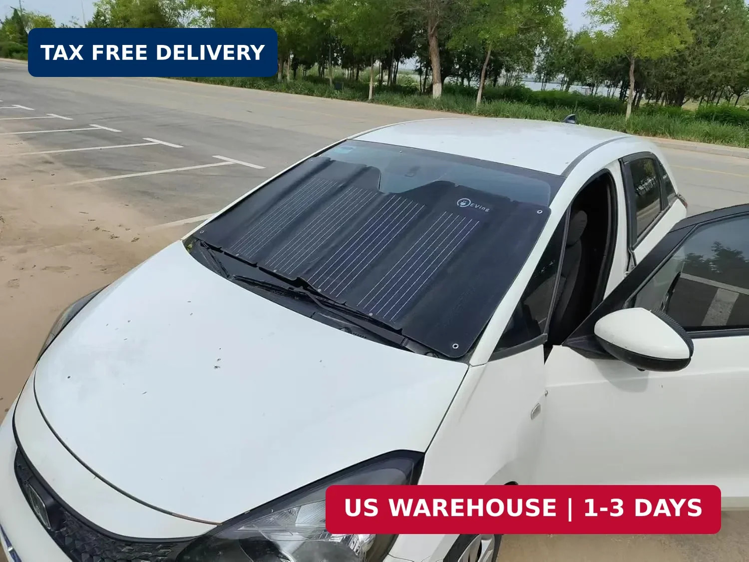 70W, 20V, 3.25A Solar Panel Sunshade for Car Windshield, Camping, Outdoor Activi