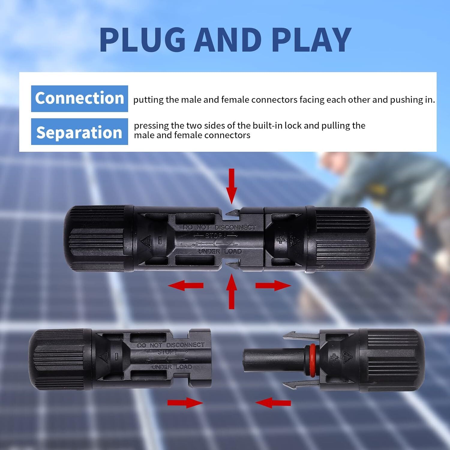 6Set Male Female Waterproof Solar Panel Cable Connector for PV Wire System