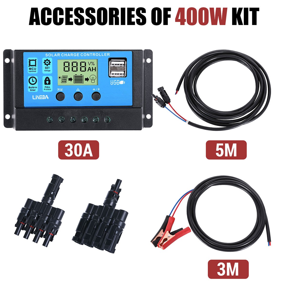 200W 400W Mono Solar Panel Kit 12V High Efficiency PV with Inverter for Sunshed