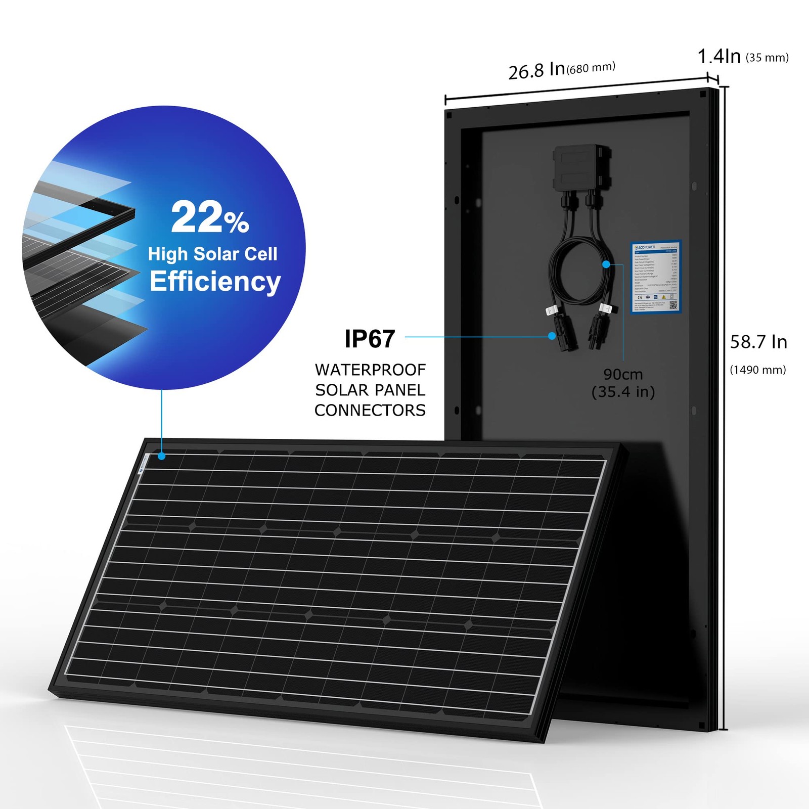 ACOPOWER 12V 200W Mono Solar Panel for 12V Battery Charging,Single Panel