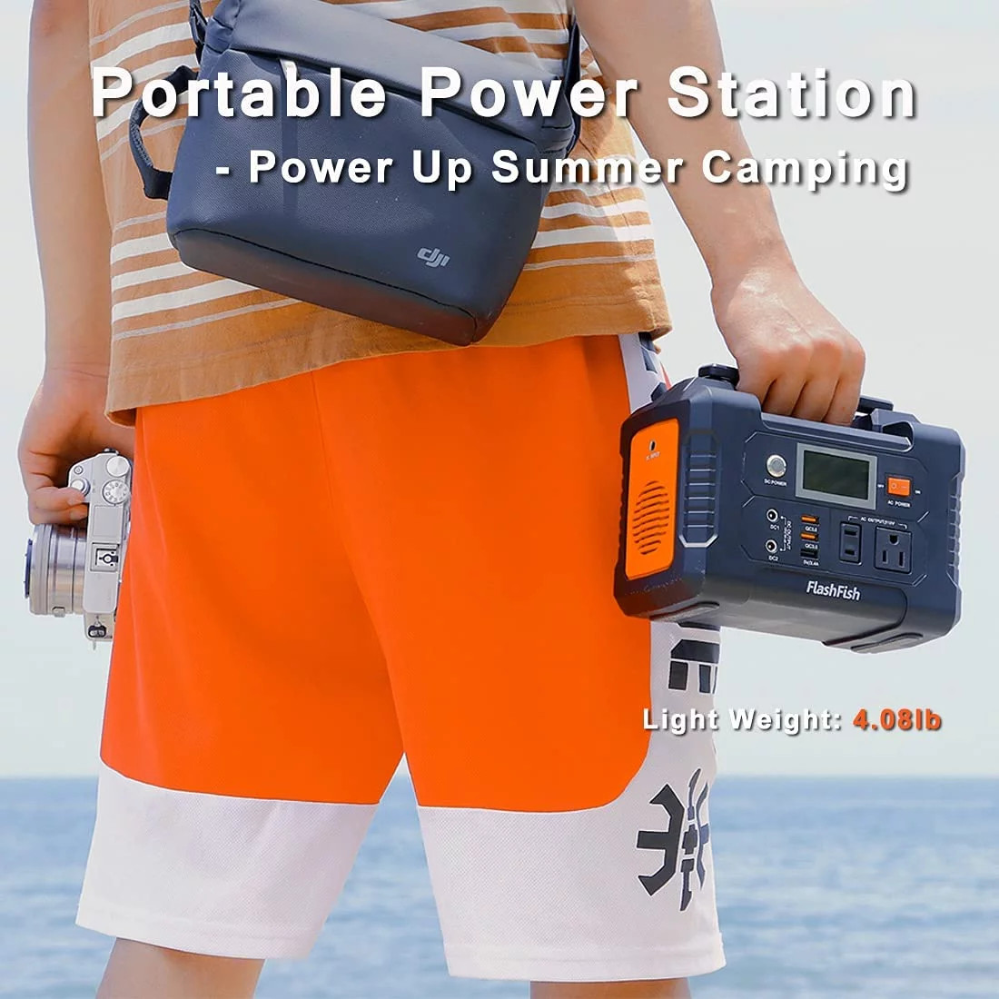 Solar Generator with Solar Panel Flashfish E200 Portable Power Station 200W Camp