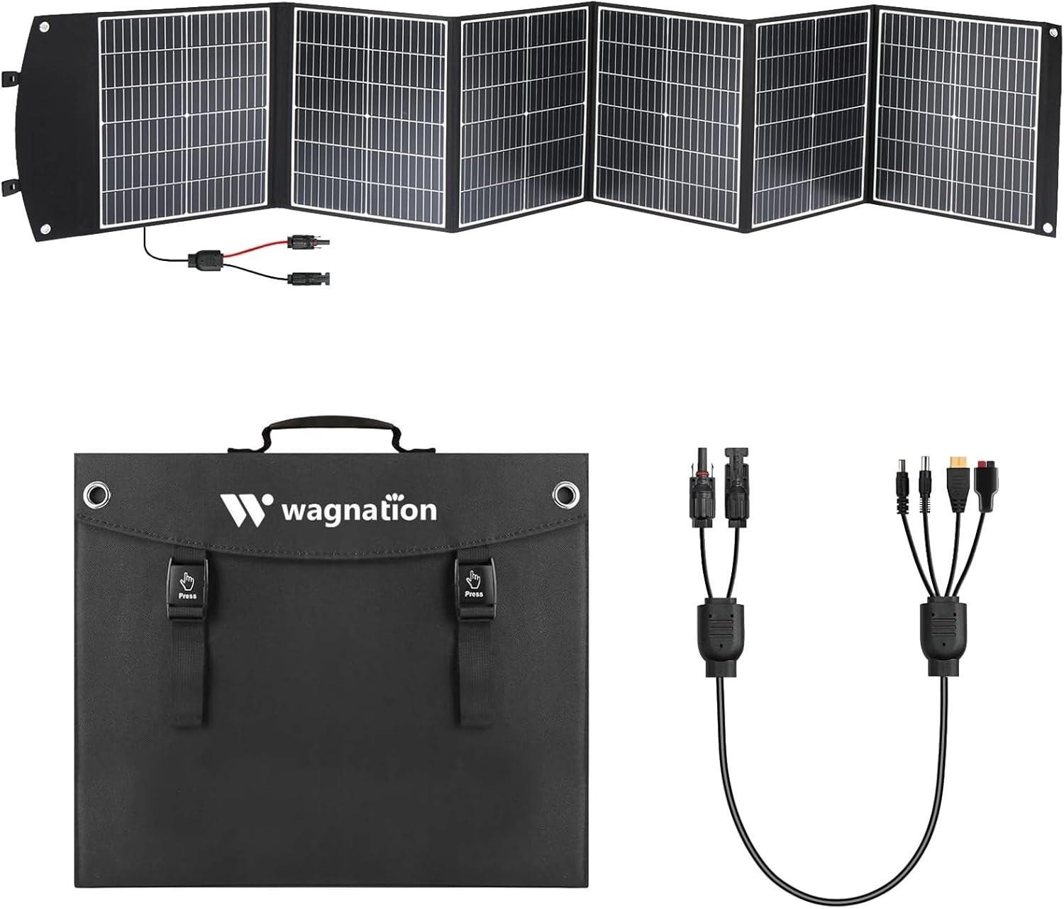 Wagnation 200 Watt Portable Solar Panel, Foldable Solar Panel Charger with Kicks