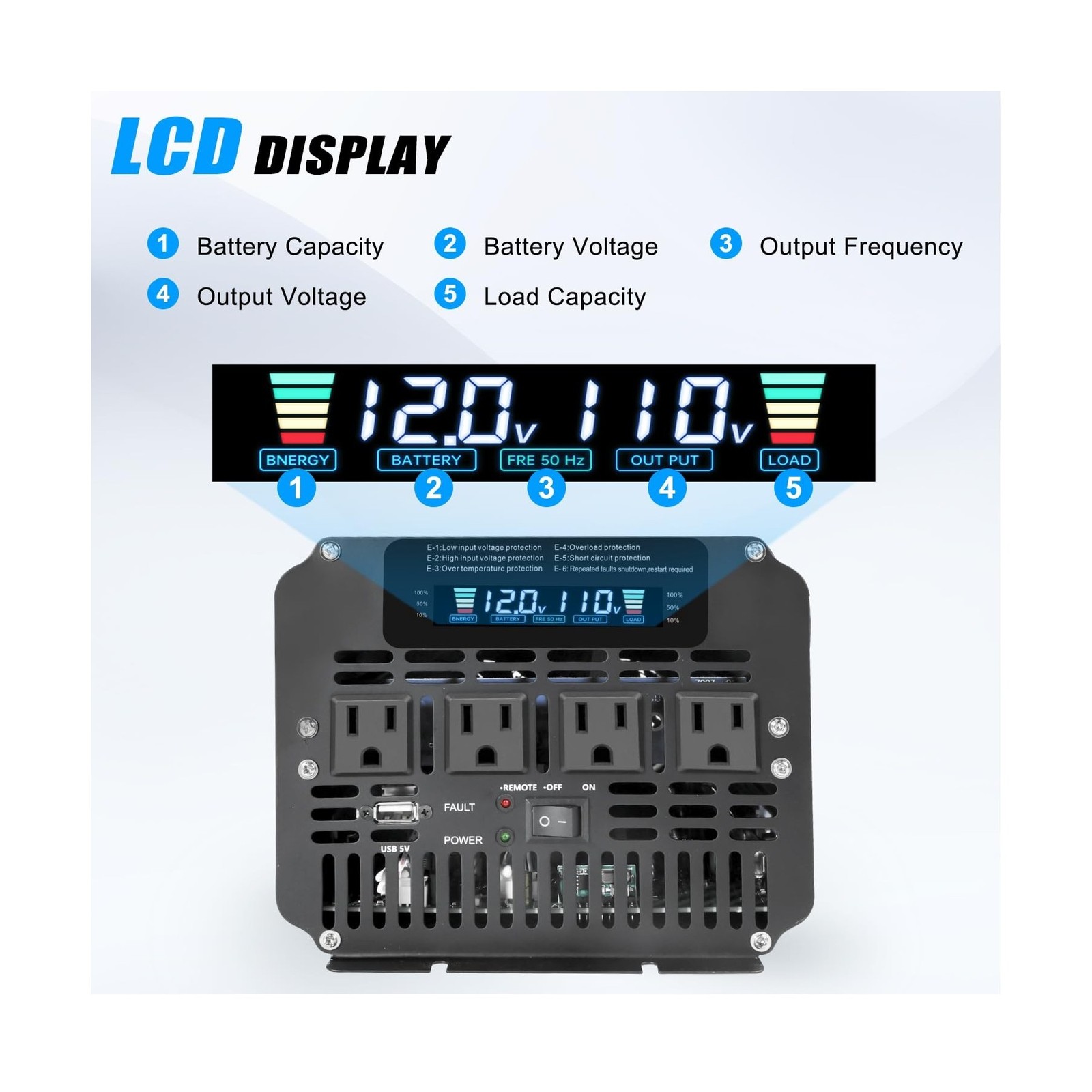 4000 Watt Power Inverter, Car Inverter 12V DC to 110V/120V AC Converter with …