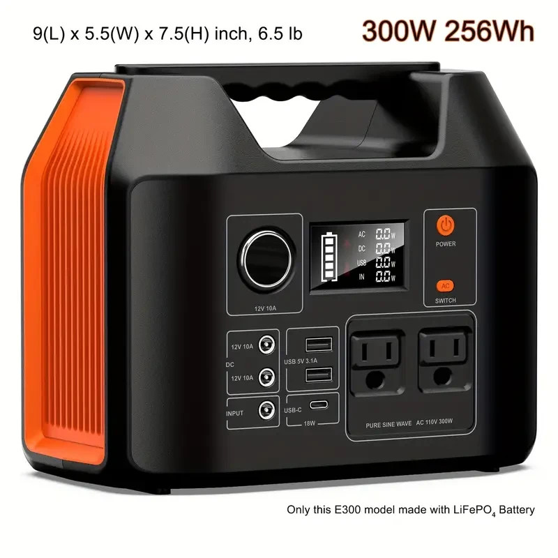300W/100W Portable Power Station Solar Generator w/ AC DC USB LED for Camping RV
