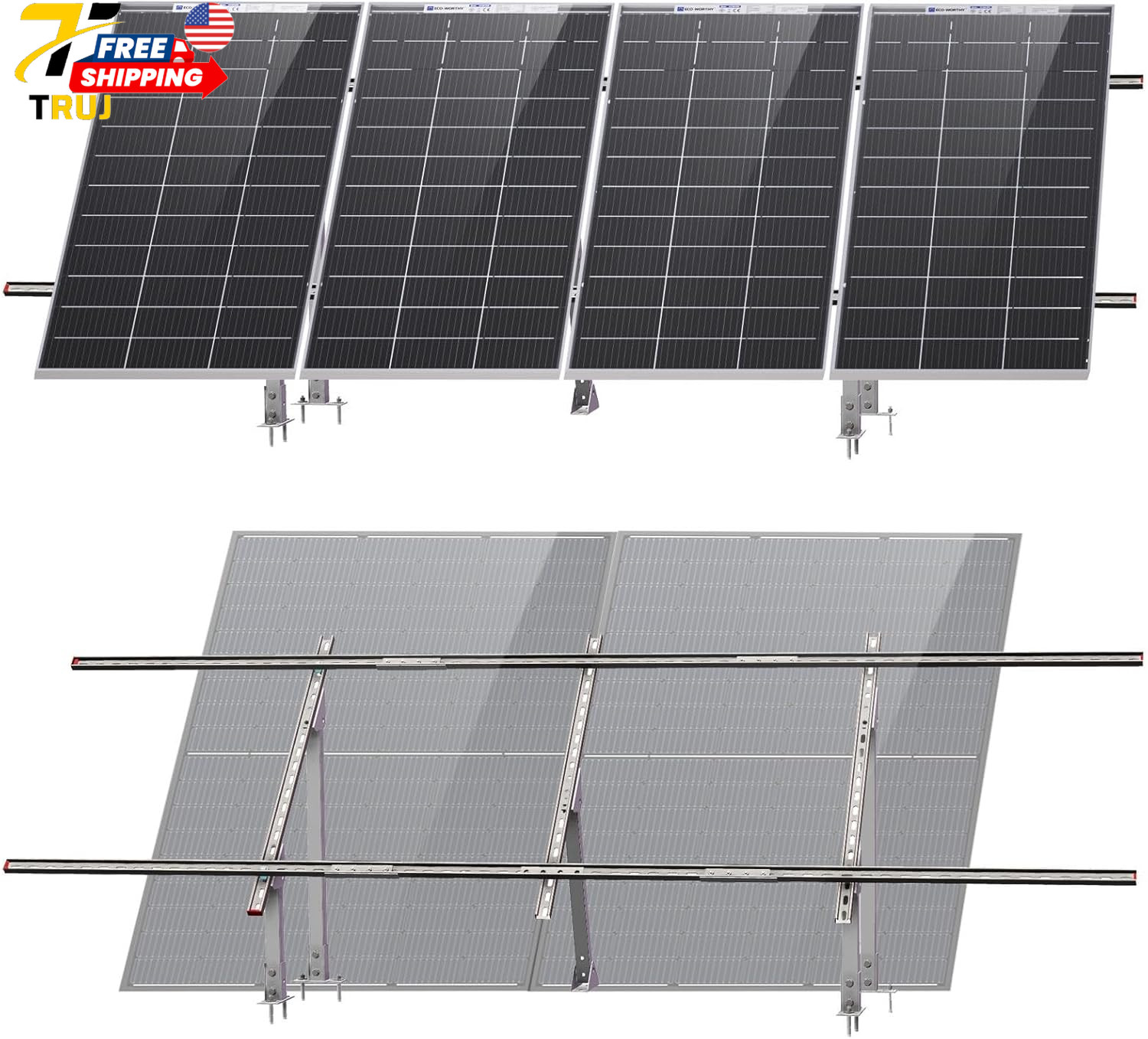 ECO WORTHY Upgraded Solar Ground Mount Adjustable Multi-Pieces Solar Panel Mount