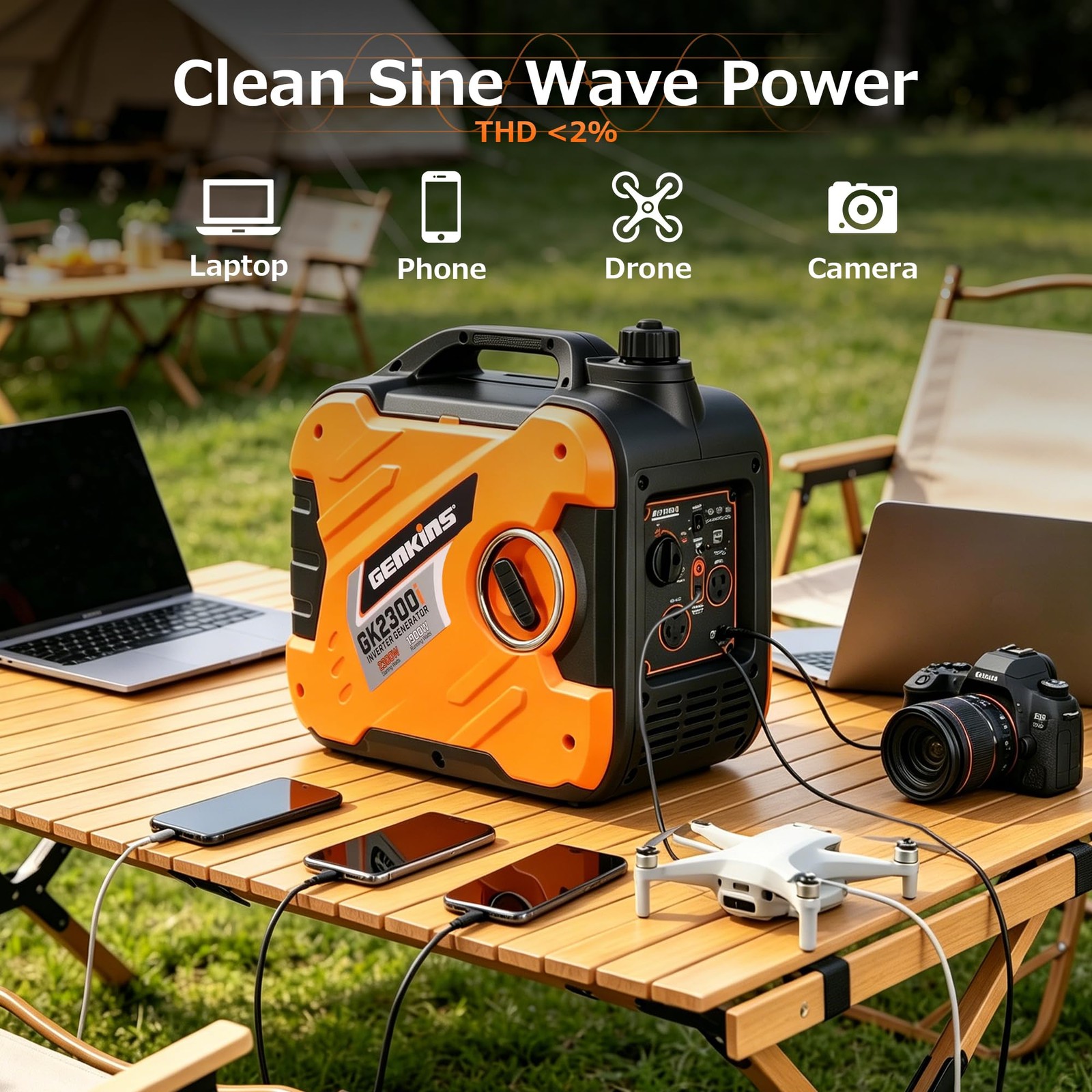 GENKINS 2300 Watt Portable Inverter Generator Gas Powered Ultra Quiet for RV …