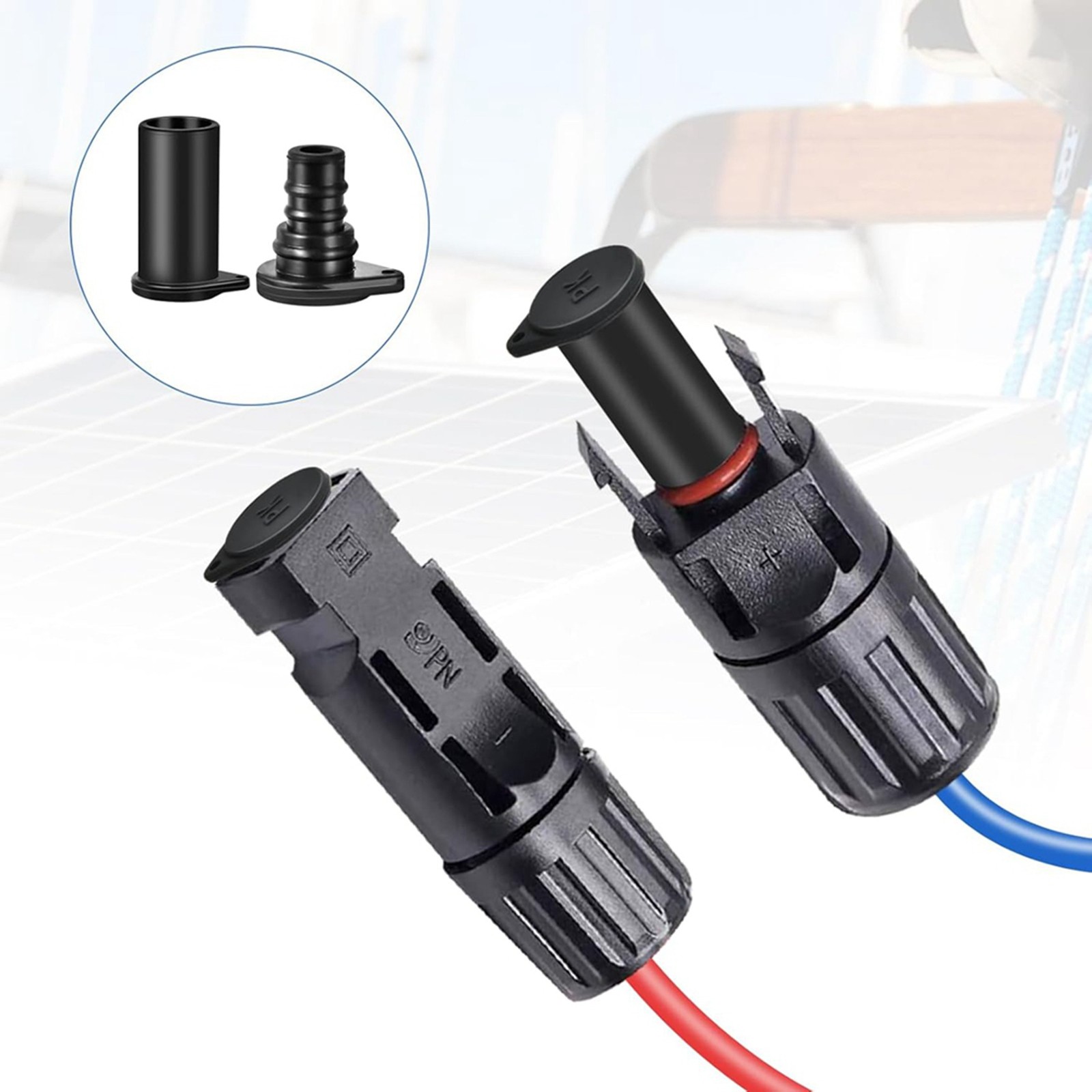 100 Pairs Solar Panel Connector Caps, Dustproof Solar Connector Caps,2227