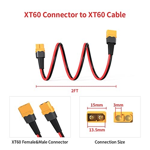 10AWG XT60 Extension Cable 2 6 10 20 35 50 75 2FT