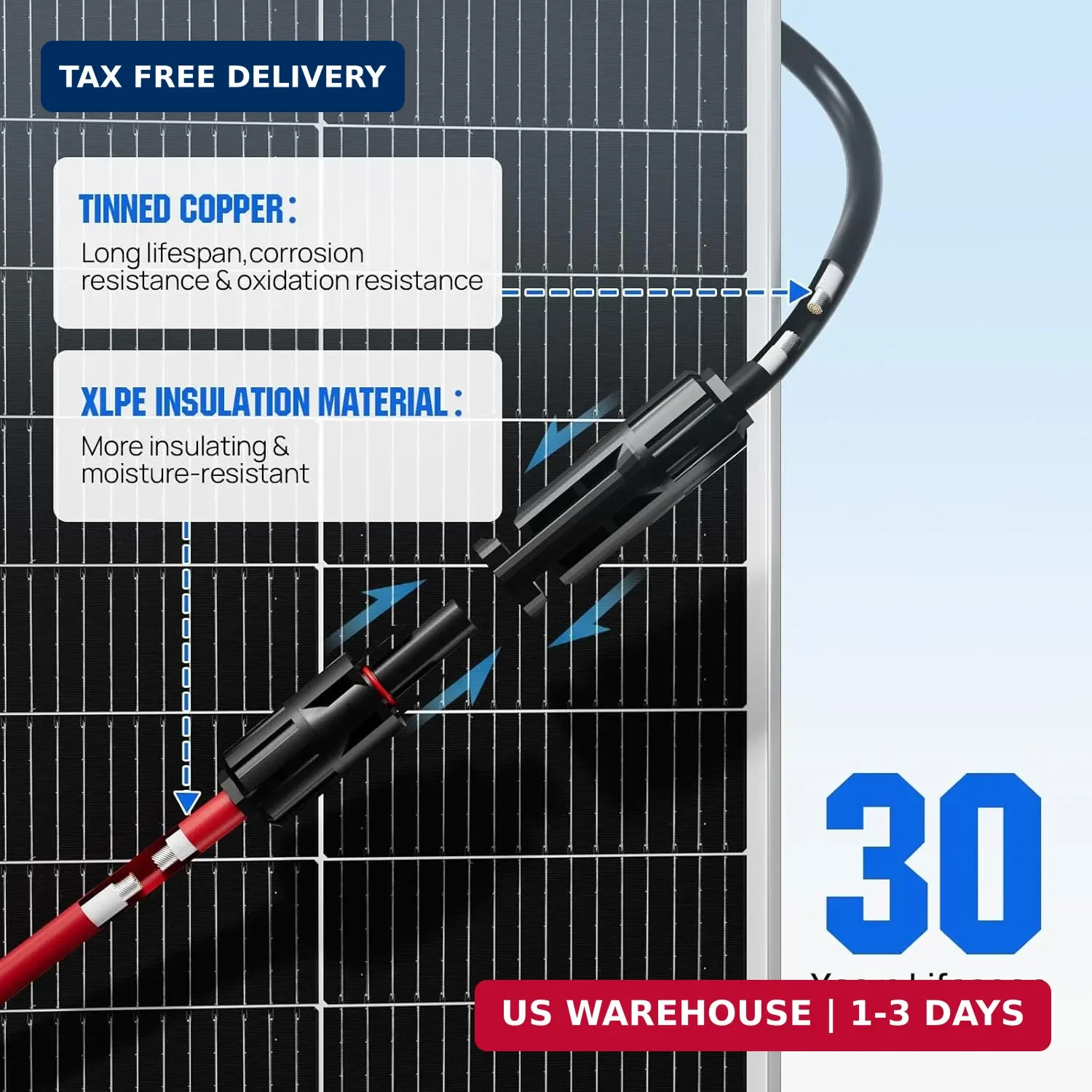 ECO-WORTHY Integrated Solar Connector 2-4 Y Branch Parallel PV Adapter Cable Wir