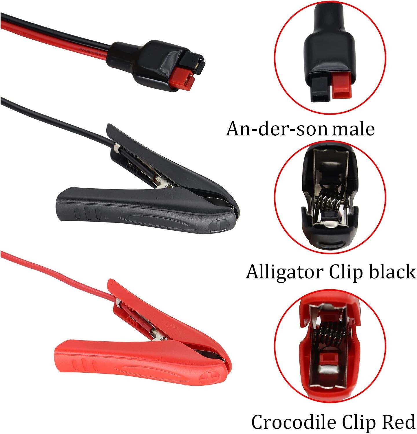 12AWG 45A Solar Connector Cable with Alligator Clips – 3.3ft Durable Power Link