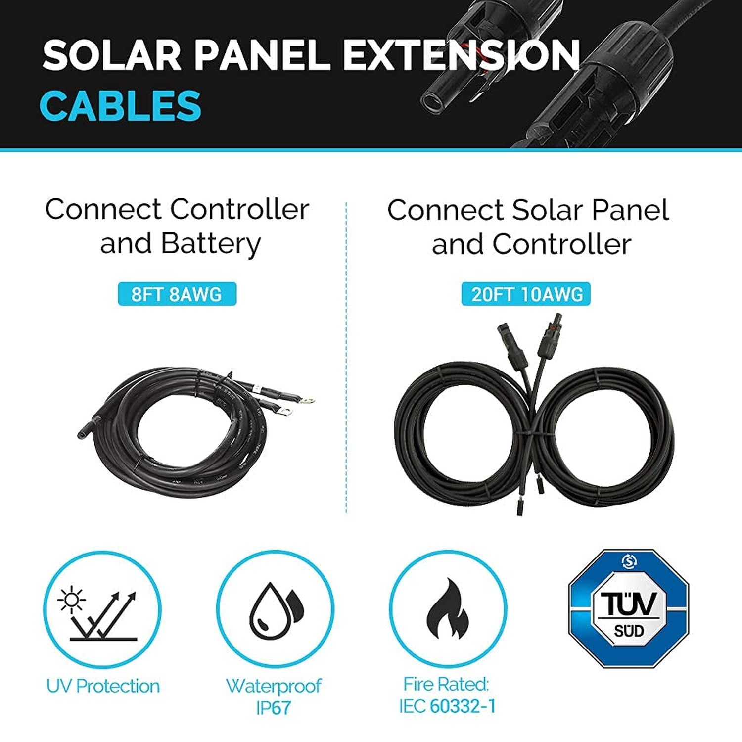 Renogy 200 Watt 12 Volt Monocrystalline Solar Panel Starter Kit with 2 Pcs 10…