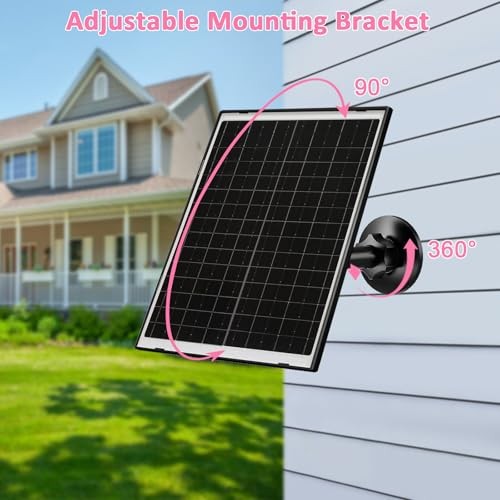 FUTUREZEN 10W Solar Panel for Ring Camera, DC 3.5×1.35mm & USB-C Solar 2 Black