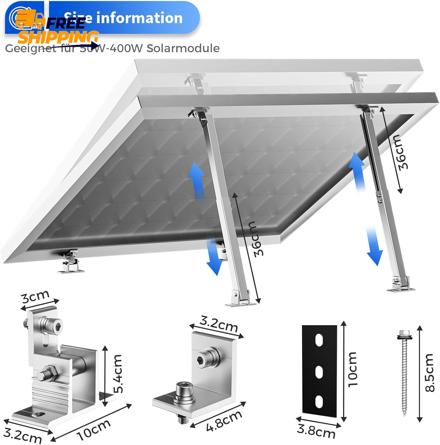 2 Set Adjustable Solar Panel Tilt Mount Brackets Aluminum Alloy Mounting ✅ 👈