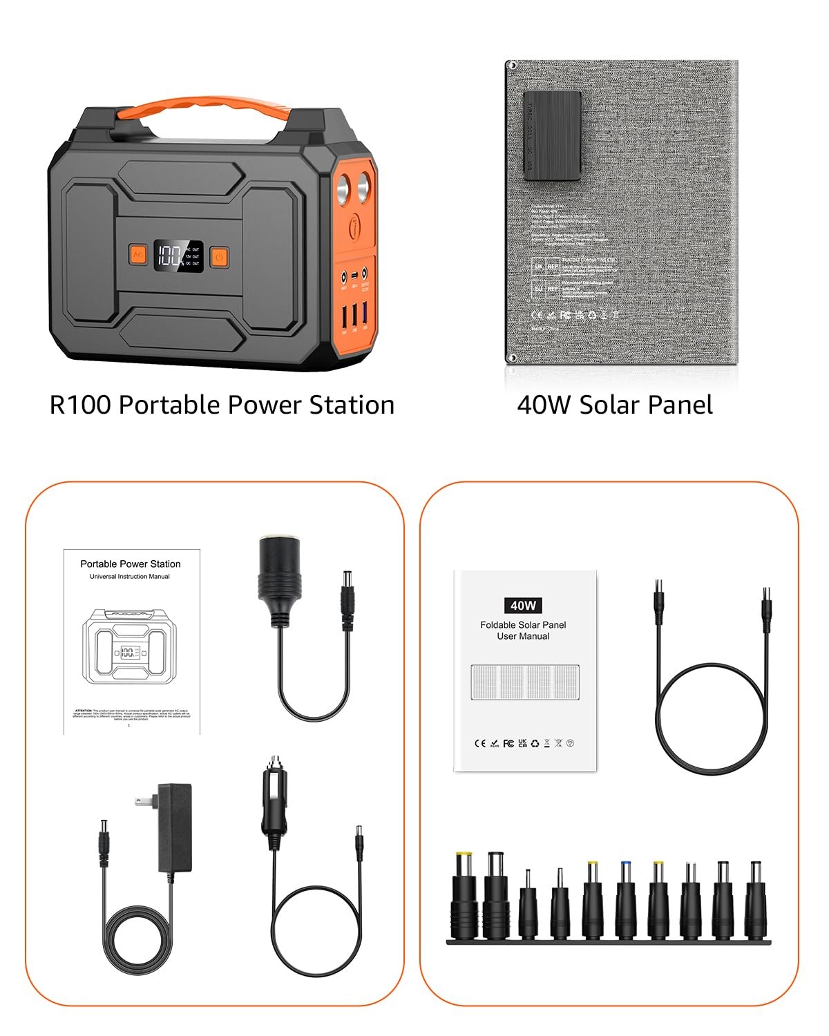 Solar Powered Generator 200W Peak/100W Rated Portable Solar Generator Power