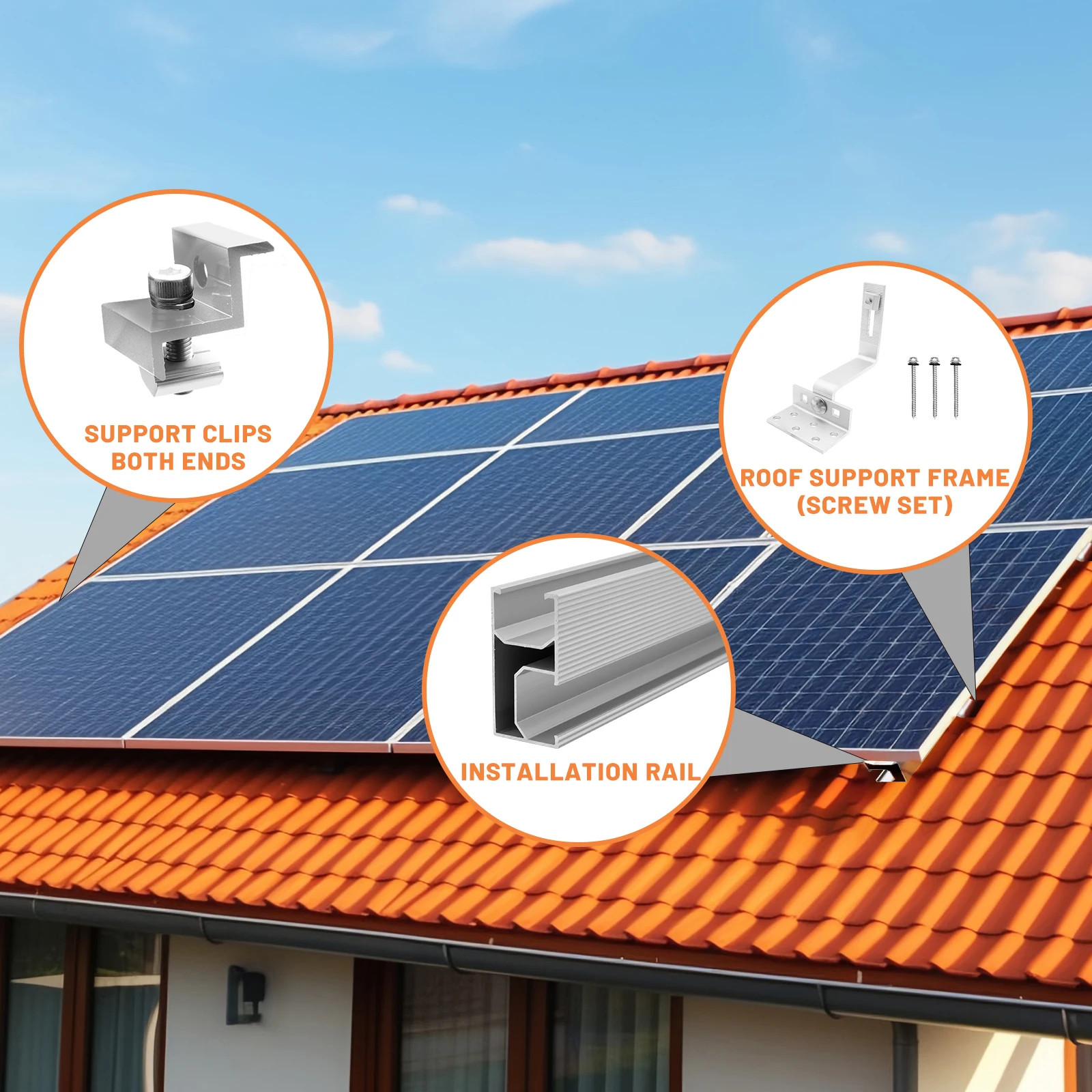 Solar Panel Mounting Set, Photovoltaic Mounting Rail for 1/2/4 Solar Panel, 300