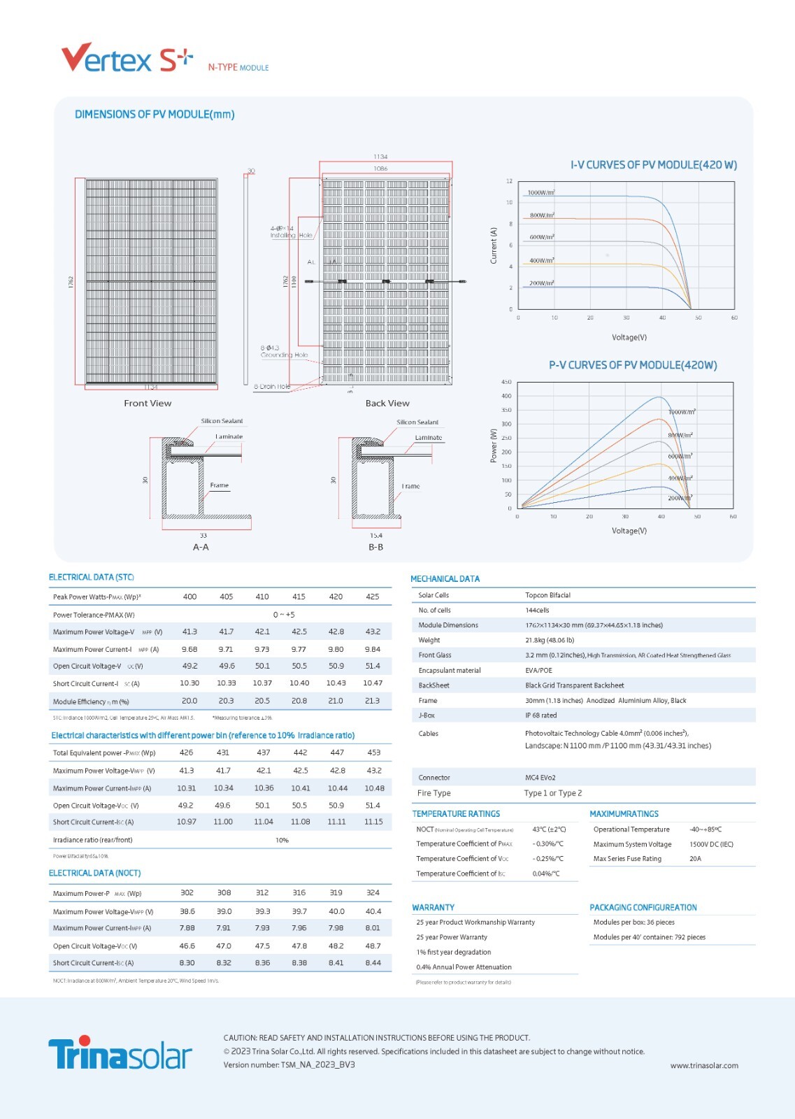 Solar Panel Vertex by Trina Solar TSM-NE09RC.05 410 W
