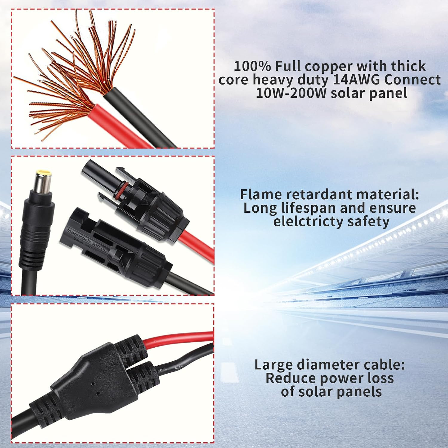 Jackery Solar Panel Connector | MC4 to DC 8mm Extension Cable, DC7909 to DC8020/