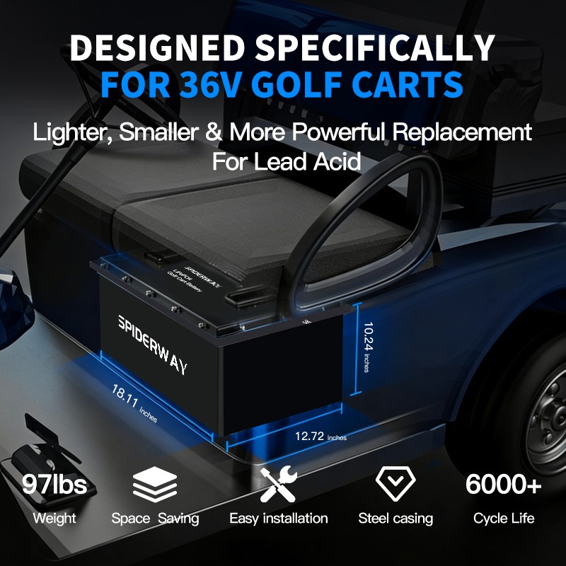 36V 105Ah Golf Cart LiFePO4 Lithium Battery 200A BMS A+Cell W/25A Charger 7.68kW