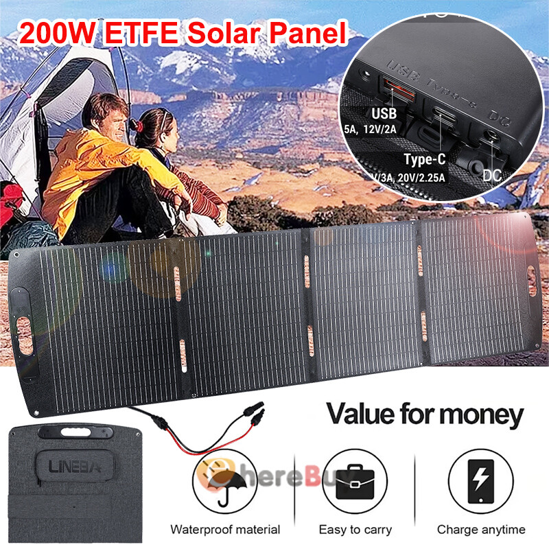 Upgrade Solar Panel 200W Mono Foldable Solar Charger for Camping Generator IP67