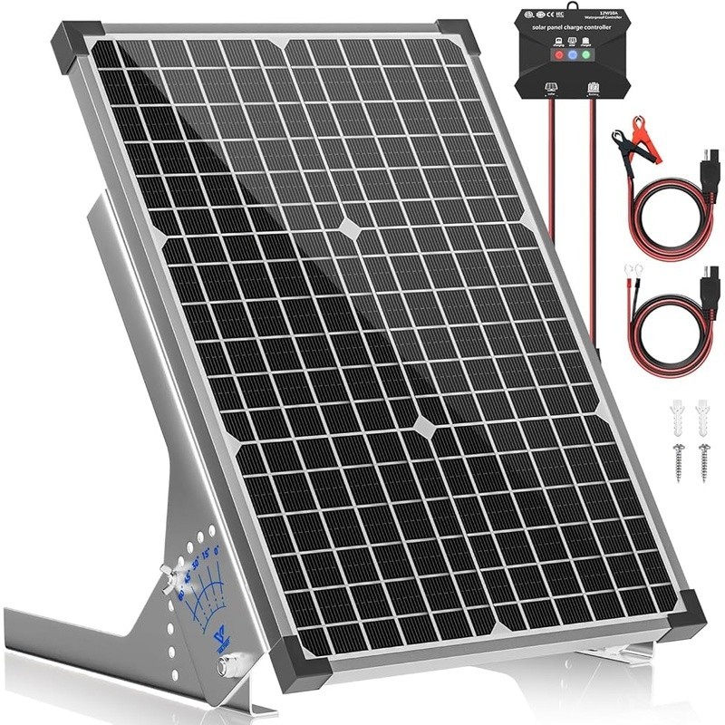30W Solar Panel Charger MPPT Adjustable Waterproof Durable Battery Maintainer US