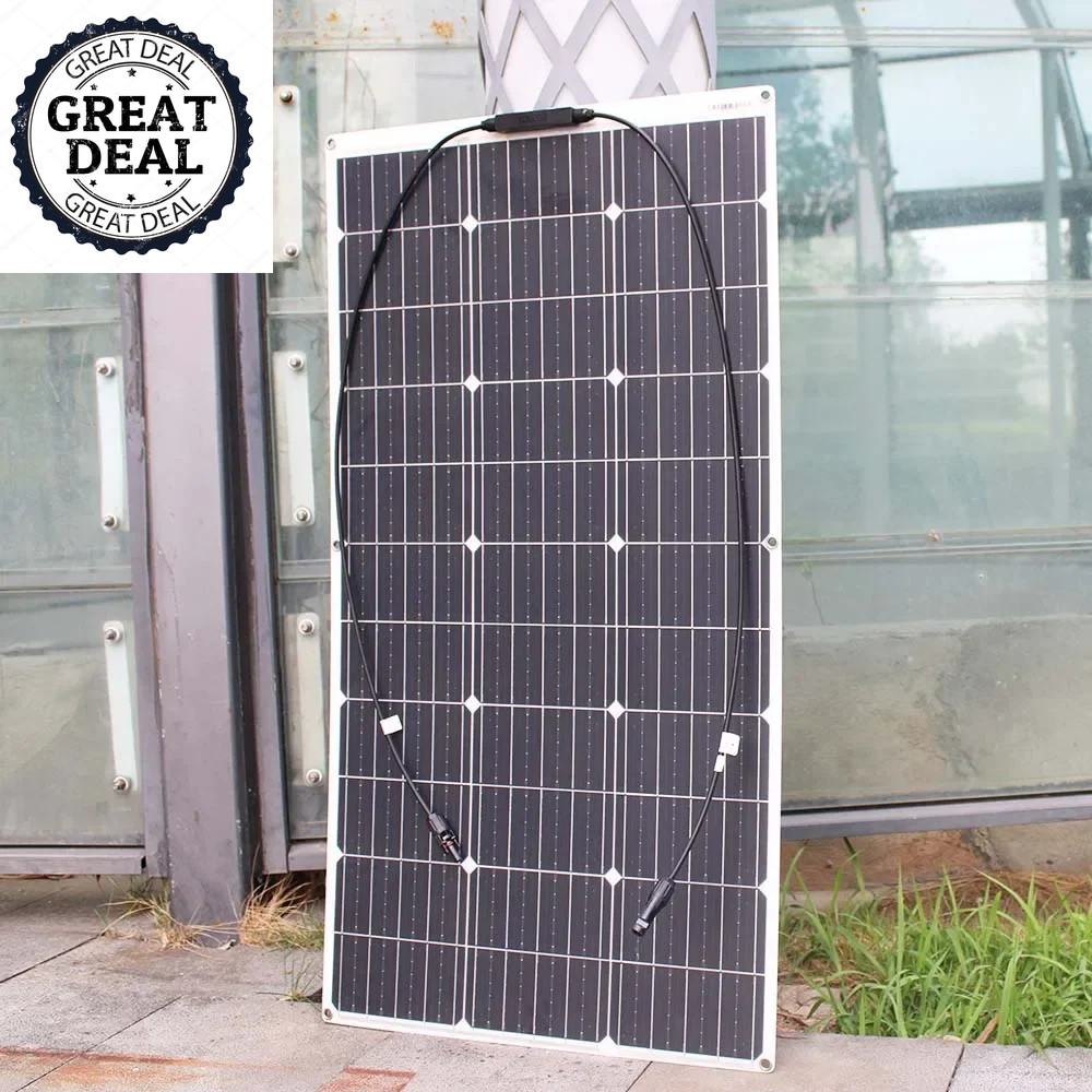 Flexible Solar Panel 100W Camping RV Boat Car Charging Foldable Energy Converter