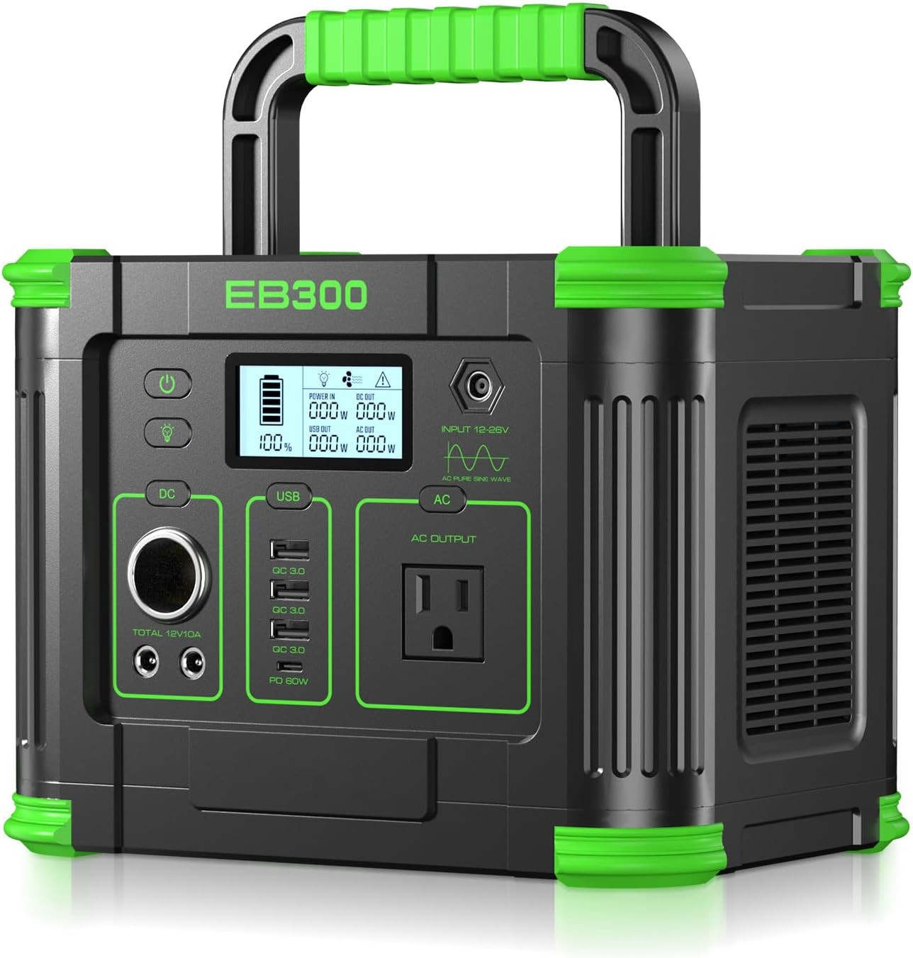 Portable Power Station 330W, GRECELL 288.6Wh Solar Generator with 60W USB-C PD O