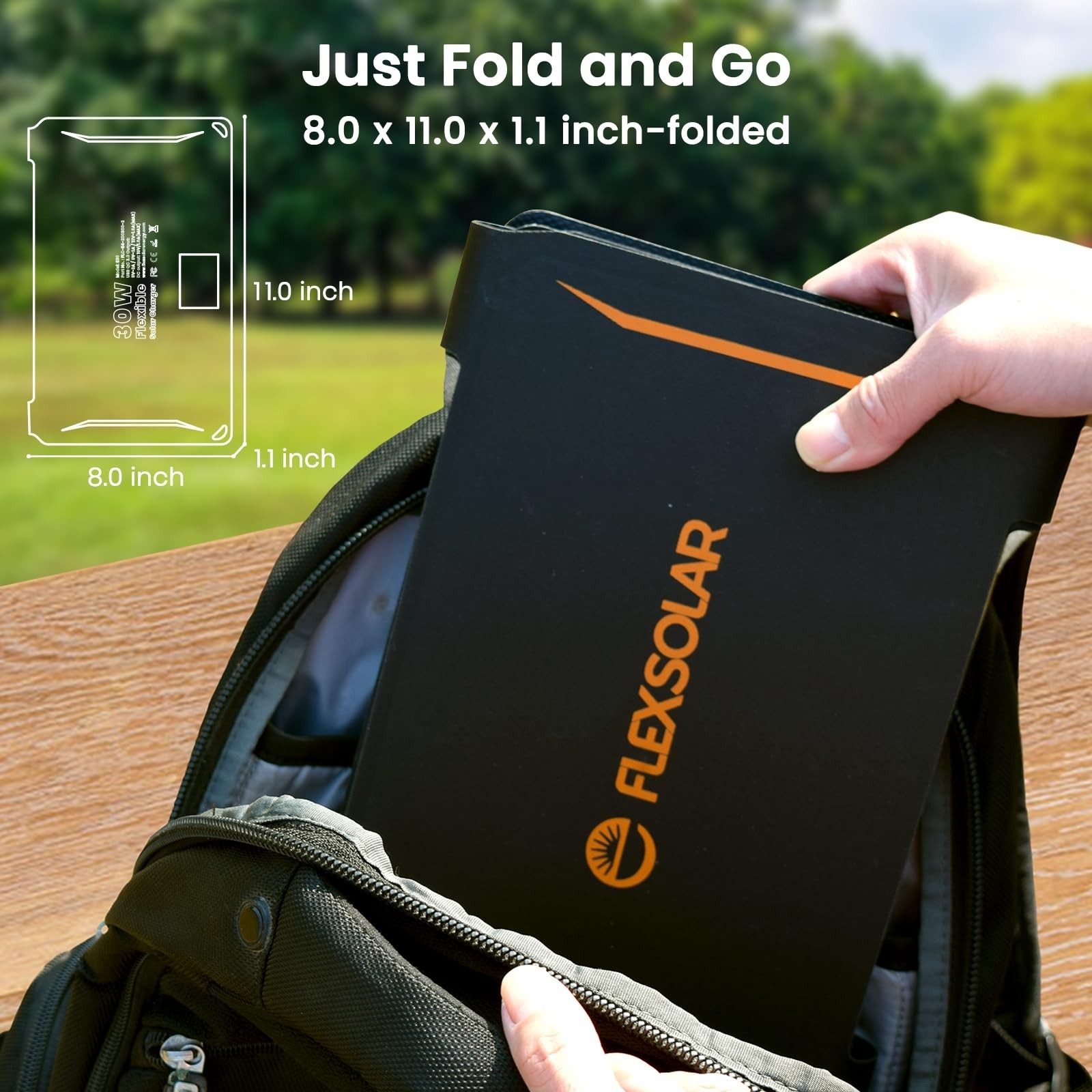 30W Portable Solar Panel Charger – QC3.0, USB-A & USB-C, Foldable, Waterproof fo