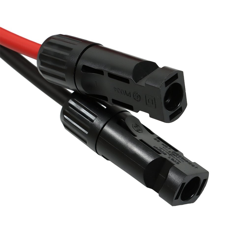 1 Pair 5ft 10AWG Black + Red Solar Panel Extension Cable Wire Connector