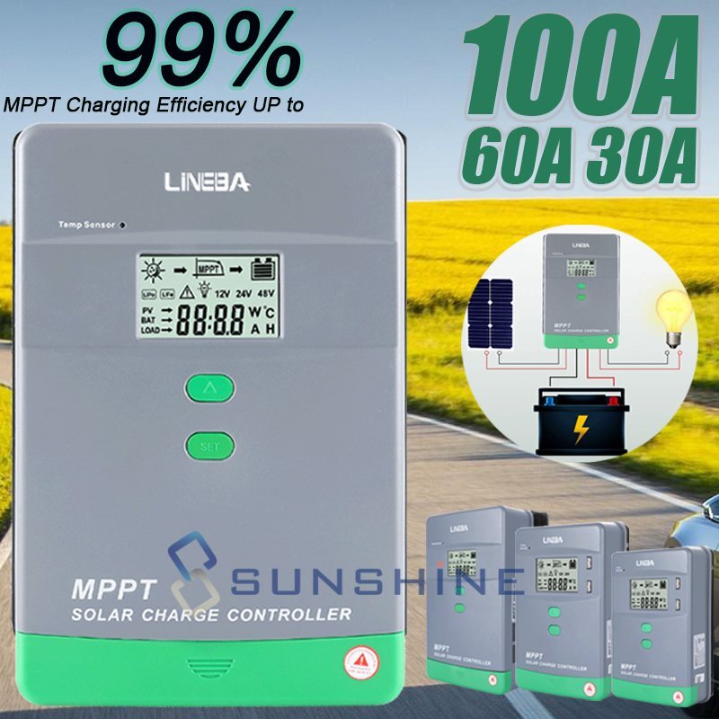 10-100A MPPT Solar Panel Regulator Charge Controller Auto Focus Tracking 12V/24V