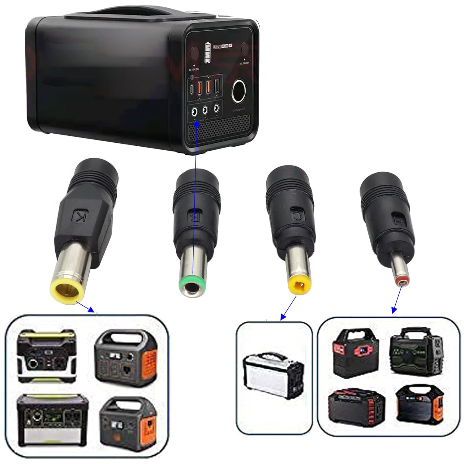 Solar Panel Adapter Cable – MC-4 to DC with Multiple Connector Tips (5.5Mm X 2.1