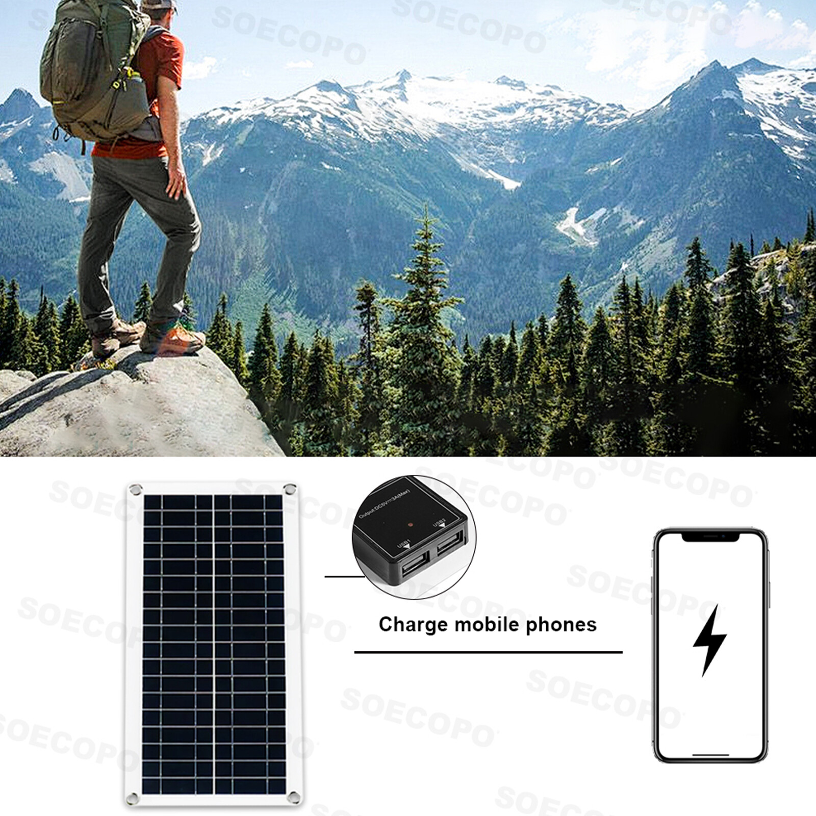 6000W Solar Panel Set Solar Power Inverter Generator 100A Home 110V Grid System