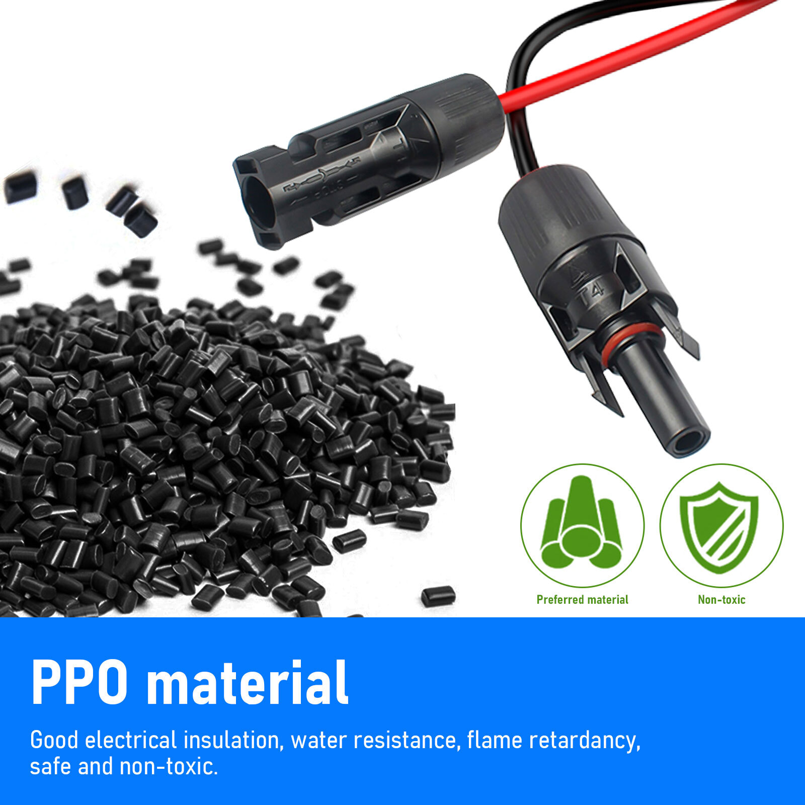 3M-15M Solar Panel Extension Cable Wire Solar Connectors 10 AWG Gauge Black Red