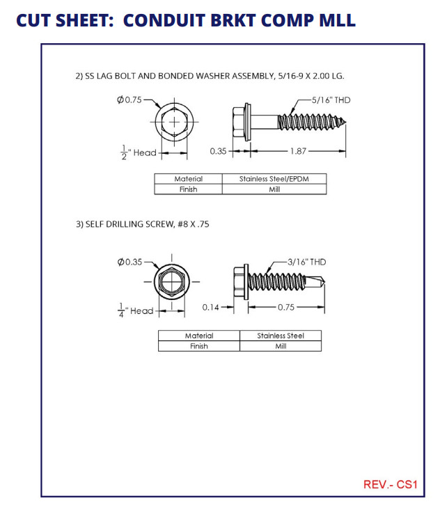 NEW Ecofasten Solar Conduit Mount Bracket Comp MLL 4.5″x1.25″ CONDUITMOUNT-BRKT