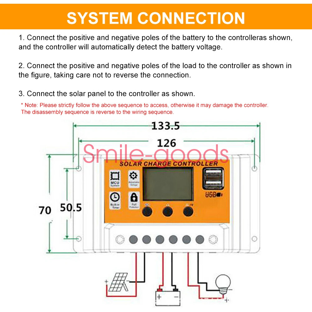 100A PWM Solar Panel Kit Regulator Charge Controller Auto Focus Tracking 12/24V