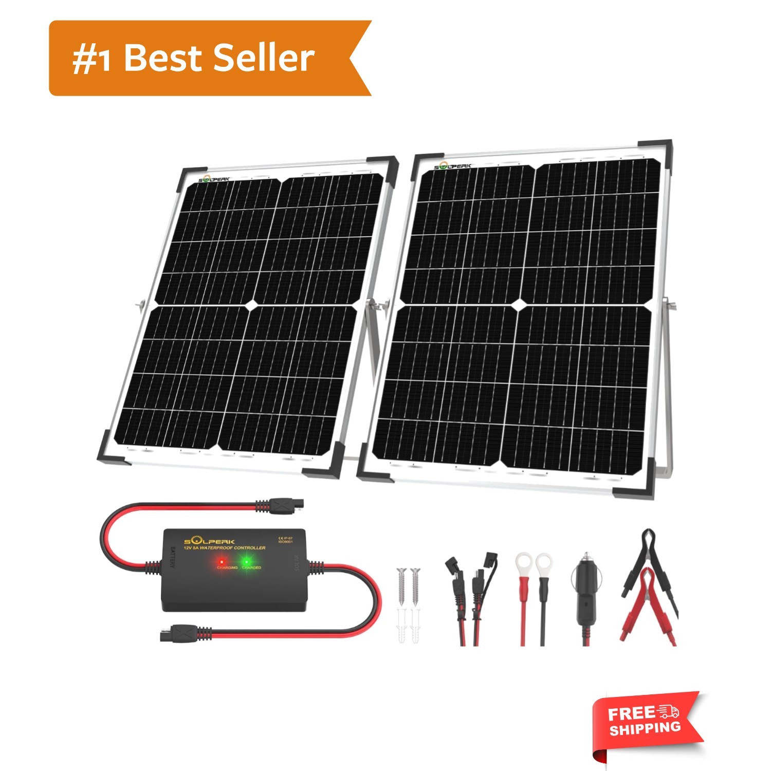 12V 50W Solar Panel Kit, 2pcs 25W Solar Battery Maintainer+Waterproof 8A Cont…