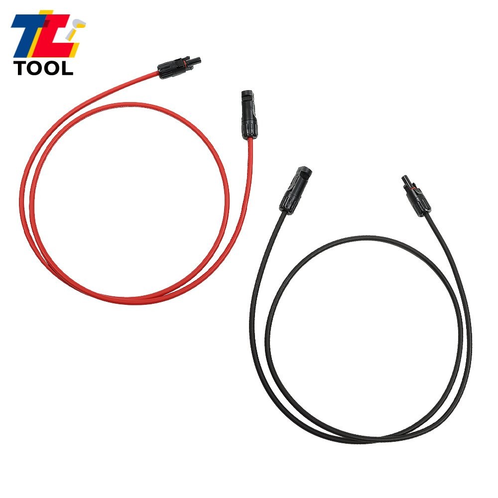 1 Pair 5FT 10AWG Solar Panel Extension Cable Wire Connector Black + Red